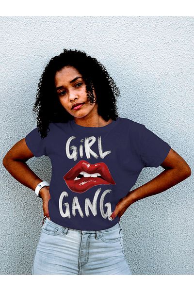 The Baski Μπλουζάκι Girl Gang Premium Anthracite - Lip Print, 100% Βαμβάκι