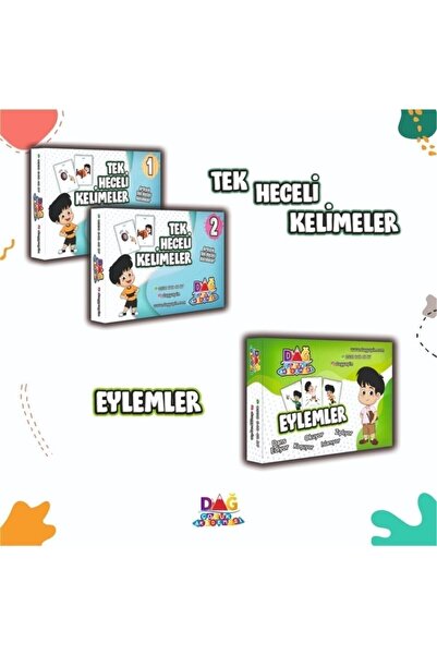 Dağ Yayıncılık Cümle Öncesi Dil Seti Tek Heceliler - Eylemler (toplam 3 Kutu)
