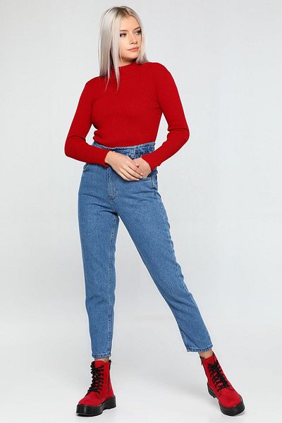 DRC trend Pantaloni de damă Ess Gold Colorfast Mid Snow Blue cu talie înaltă Mom Jean