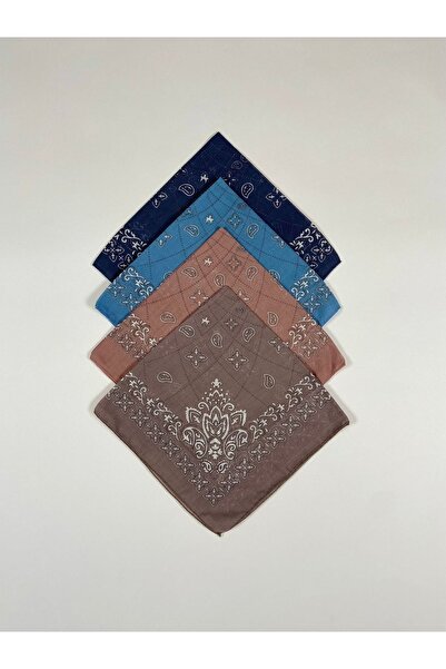 Esila Accessories طقم باندانا منقوشة للجنسين - 4 قطع (أزرق داكن-أزرق-بودرة-مينك)