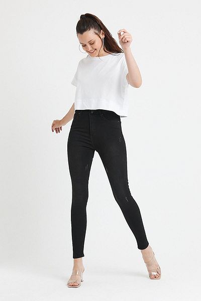 DRC trend Montpellier Women &Apos; S Black Nail High Waist Skinny Lycra Jeans