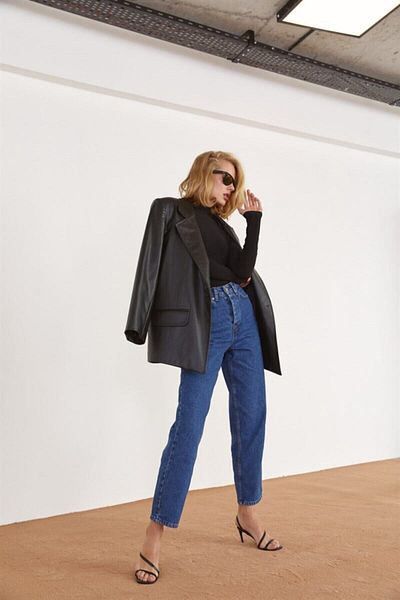DRC trend Pantaloni Mom Jean Isabella albastru închis (culoarea nu se estompează)