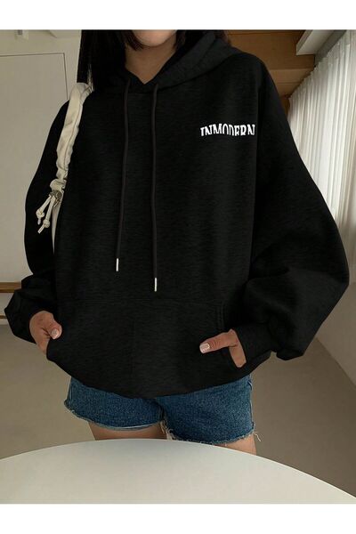 Mythologie Inmodern Black Oversize Hooded Sweatshirt