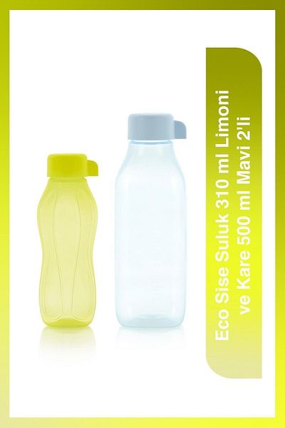 Tupperware Eco Bottle 310 ml Lemon and Square 500 ml Blue Water Bottle Water Bottle Eco Friendly Set of 2