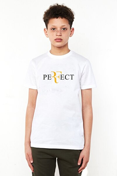QIVI Roger Federer Perfect Štampano unisex dečija bela majica