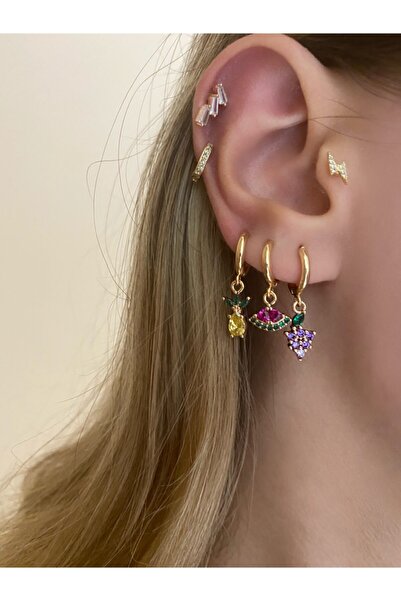 Okkostore Kadın Renkli Meyveli 6'lı Küpe Seti