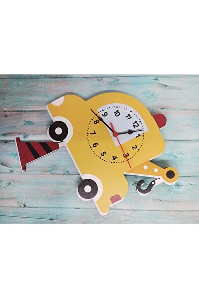 CajuArt Wooden Car Kids Room Wall Clock with Swinging Pendulum