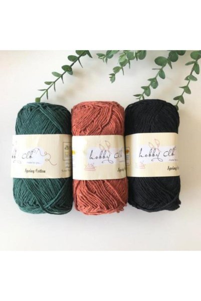 Hobby CLB 3lü %100 Pamuk Punch (panç) Ve Amigurumi Ipi Seti (koyu Yeşil-kirem...