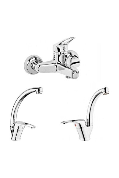 Mayaglory Venedik Serisi Banyo Lavabo Ve Eviye Bataryası Seti Krom Renk Batar...