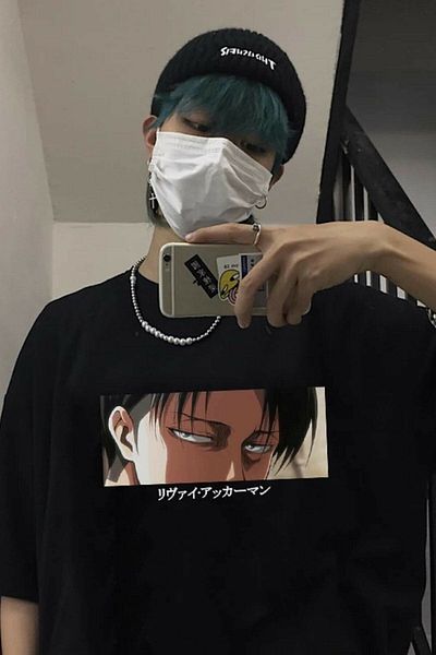 Köstebek Attack On Titan Levi Ackerman Ιαπωνικό Anime Unisex Μαύρο T-shirt