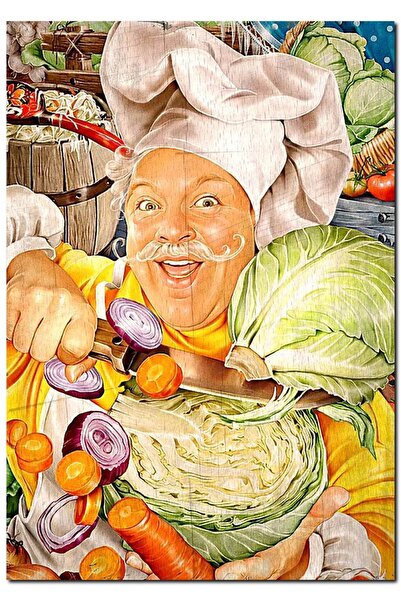 Cakatablo Ξύλινος πίνακας με εικόνα μάγειρα και φαγητού από λαχανικά (Μέγεθος...