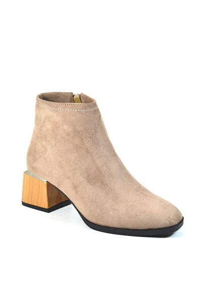 Beety Κλασικές γυναικείες μπότες Skin Suede με χοντρό τακούνι