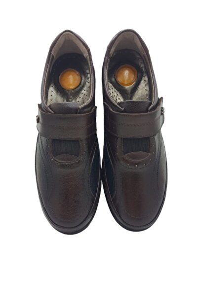 CHOPPER 21058 Kahve Ortopedik Kadın Topuk Jelli Deri Ayakkabısı