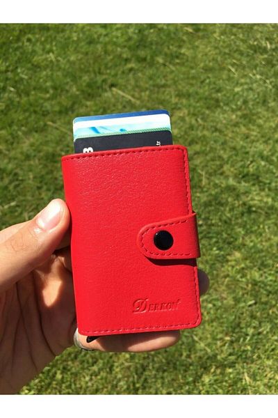 DERKON Genuine Leather Polite Mechanism Card Holder & Wallet