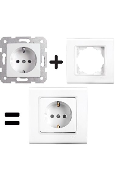 VİKO مقبس غائر من سلسلة Linnera Rollina لون أبيض (الإطار متضمن)