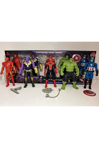Kardelen Bade Toy 5-Piece Medium Size Avengers Heroes Set Figure Hulk Thanos Spider
