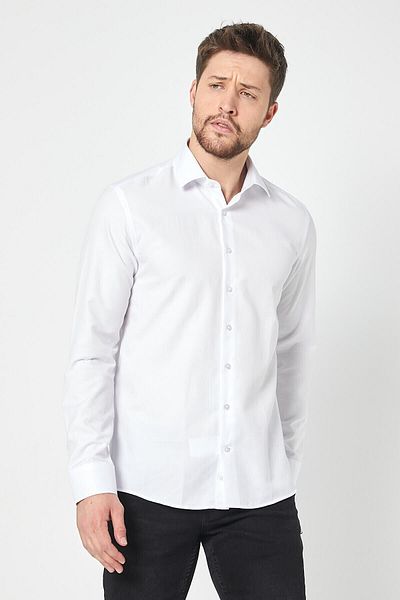RAVANELLI Λευκό Slim Fit πουκάμισο