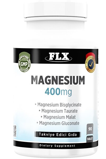FLX Magnezyum Elementleri Magnesium Bisglisinat Malat Taurat Glukonat 90 Tablet