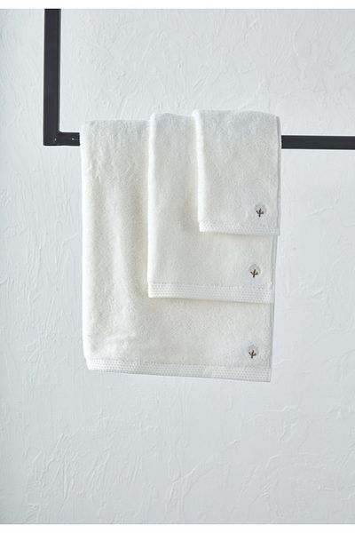 Ecocotton Σετ πετσετών Pure Cotton Cream 3 τεμαχίων με πετσέτες πεταλούδας