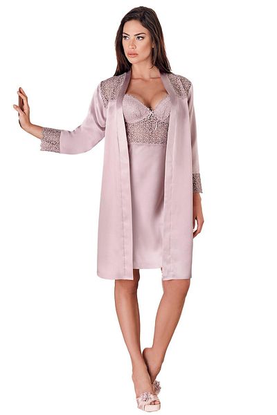 Espuar 205 High Quality Satin Lace Nightgown and Dressing Gown Set