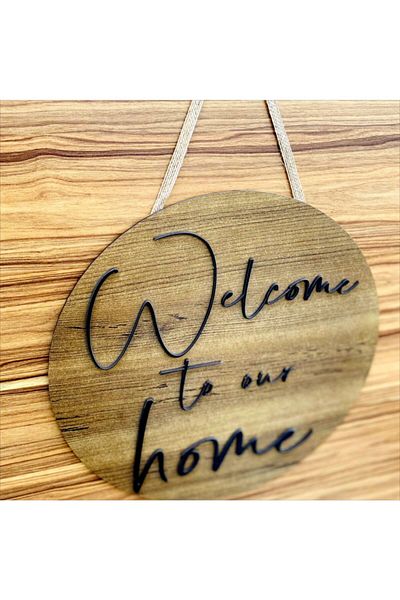 Hediyenikap Welcome To Our Home Wooden Door Ornament