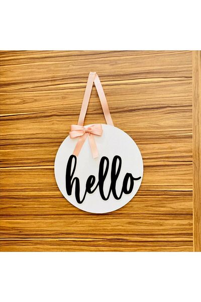 Hediyenikap Hello Wooden Door Ornament