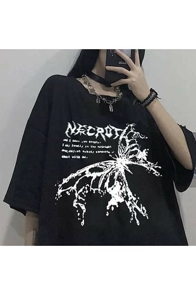 Köstebek Μαύρο μπλουζάκι Nefigo Dark Punk Butterfly Unisex