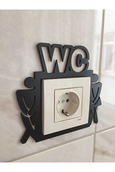 NT Handmade Siyah Ahşap Wc Priz Çerçevesi -priz Kenarı Ev Dekorasyon Banyo Tu...