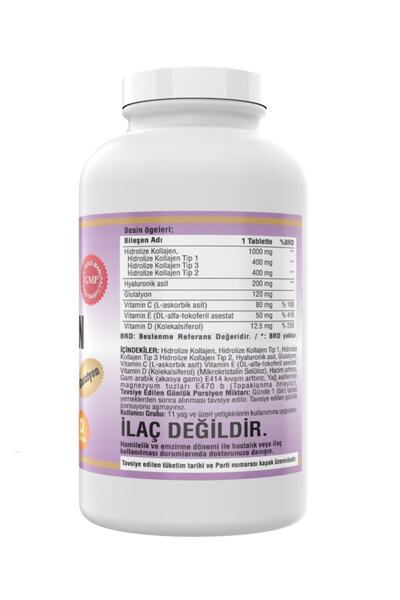 NCS Collagen Type 1-2-3 - 300 Tablets Collagen 1000 Mg Vitamin D and L-Glutathione