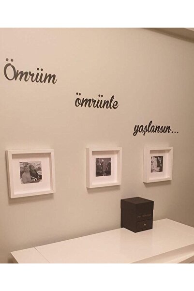 NT Handmade Siyah Ahşap Ömrüm Ömrünle Yaşlansın Duvar Dekoru Salon Oturma Yat...