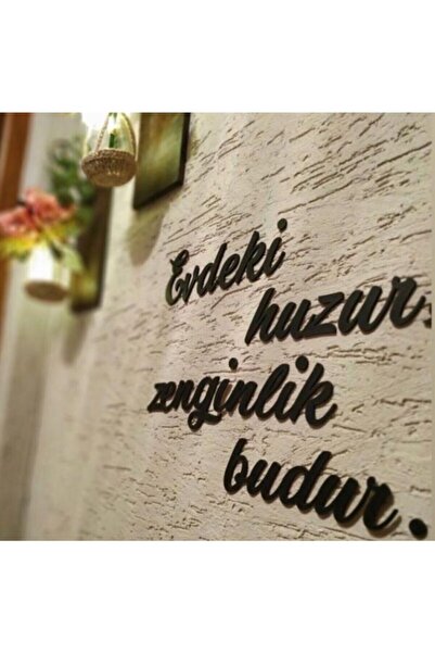 NT Handmade Siyah Ahşap Evdeki Huzur Zenginlik Budur Duvar Dekoru - Salon Otu...