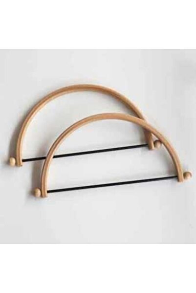 orhanucuzluk مقبض حقيبة خشبي بيضاوي نصف ( 21.5 × 8 سم)