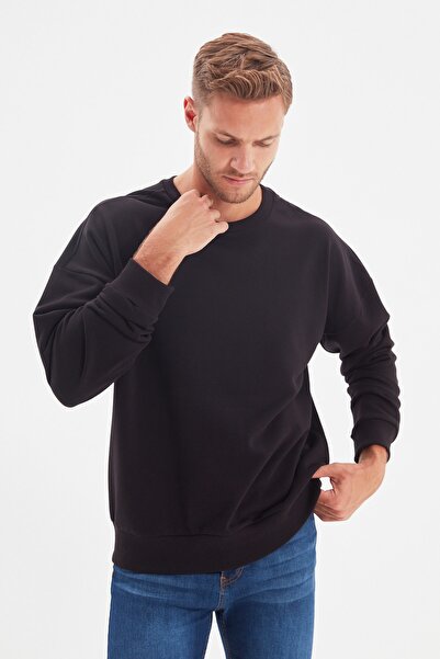 Trendyol Collection Černá oversize/široký střih bez šátku mikina TMNAW22SW0612