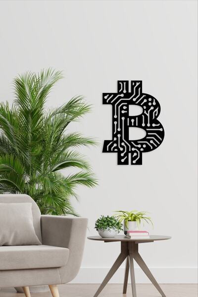 Black Wood Bitcoin Wall Decor - Living Room Living Room 35x45cm Mdf Table For Bedroom Office