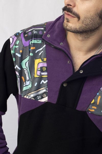 Vatkalimon Women Men Purple Black Half Zipper Fleece