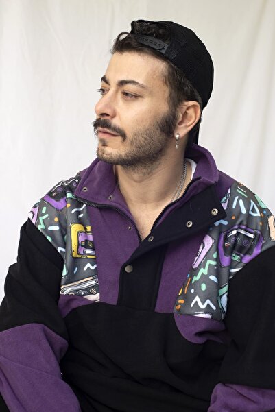 Vatkalimon Γυναικείο Ανδρικό Μωβ Μαύρο Fleece με μισό φερμουάρ