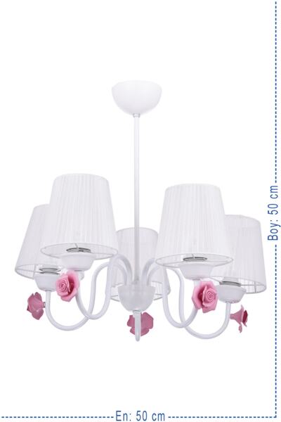 polataydinlatma Samara 5 Li Avize Beyaz (beyaz Şapkalı)