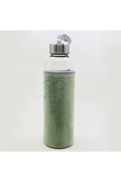 Hediye Kesesi Peluş Kılıflı Cam Su Şişesi 500 Ml