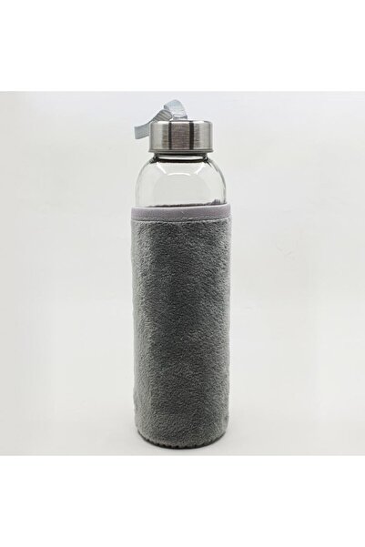 Hediye Kesesi Peluş Kılıflı Cam Su Şişesi 500 ml
