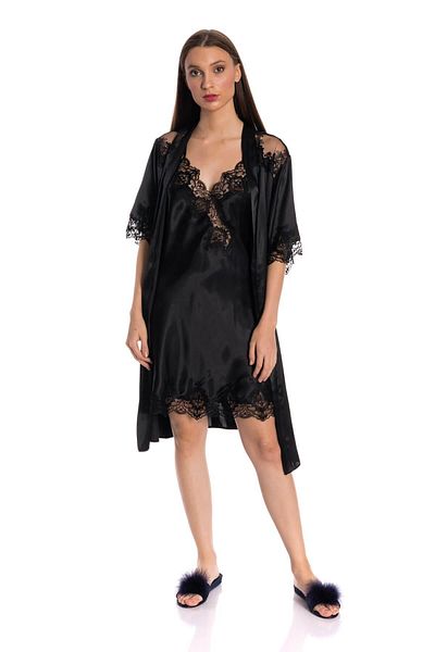Espuar 240 High Quality Satin Lace Nightgown And Dressing Gown Set