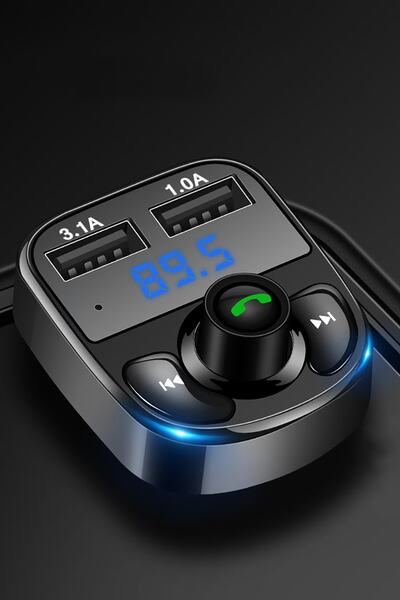 Genel Markalar Car X8 Araç Fm Transmitter 5.0 Bluetooth Usb Mp3 Sd Kart Çakma...