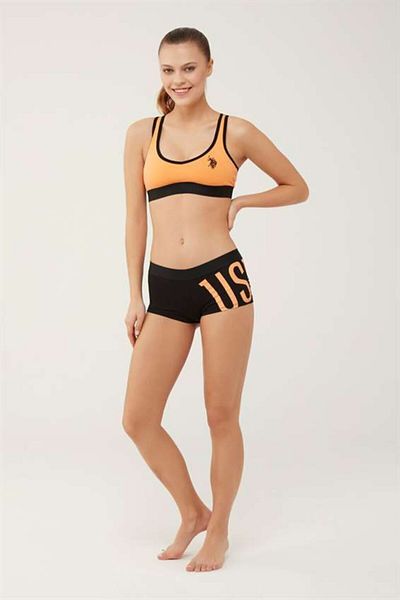 U.S. Polo Assn. Set bustieră și pantaloni scurți portocalii pentru femei - 66269