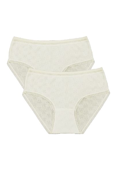 FSM1453 Women's Cotton Transfer Ribana Bato High Waist Lace Slip Panties 3-Piece - 3003