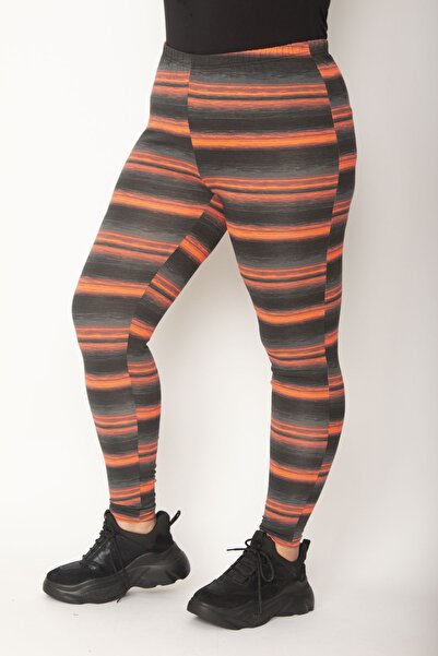 Şans Női nagy méretű színes színű részletes leggings nadrág 65n27180