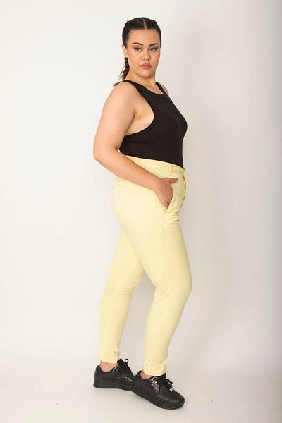 Şans Plus Size Pants - Yellow - Carrot pants