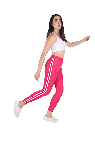 FORE SPORT Jambiere sport cu talie înaltă cu dungi roz pentru damă