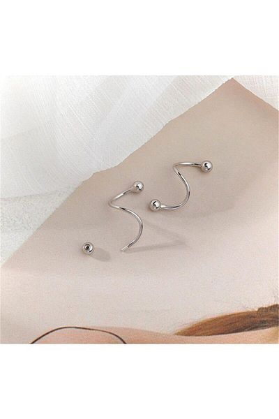 Erer Gümüş Steel Bulk Single Piercing Cartilage Earrings