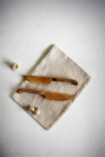 TROYA 2 Pieces Olive Wood Knives Natural Wood Serving and Serving for Fruit and Breakfast