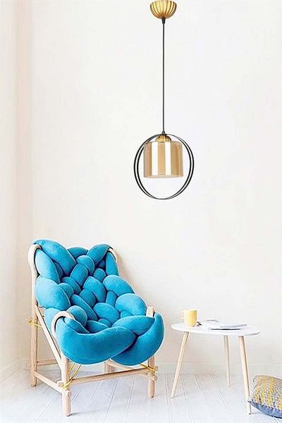 VENON Güven Chandelier Lahore Single Pendant Lamp with Glass Black Gold