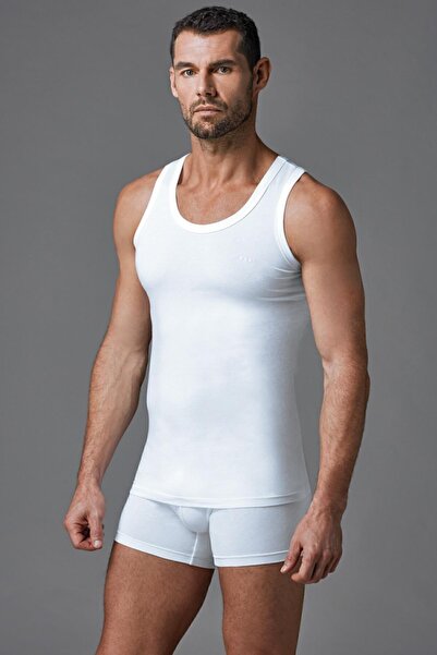 Dagi Erkek Beyaz 2 Li Geniş Yaka Penye Atlet